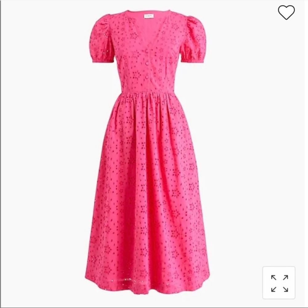 J. Crew Pink Eyelet Puff Sleeve Midi Dress NWT size 4